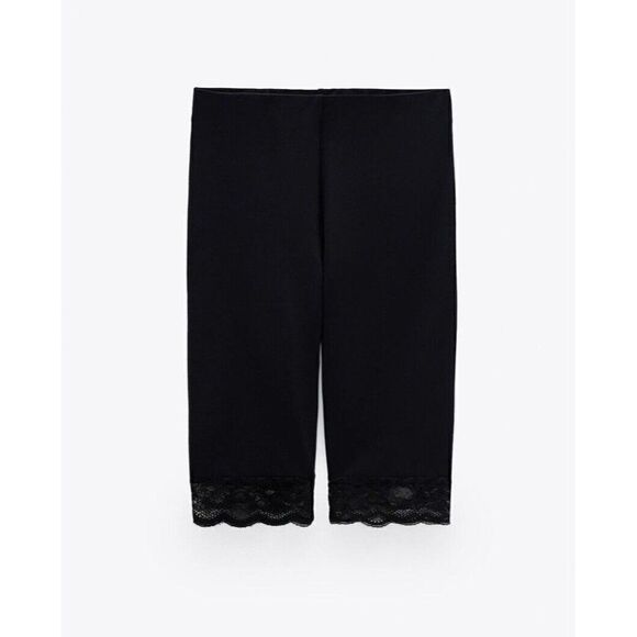 ELASTICATED BERMUDA CYCLING SHORTS WITH LACE zara 0264/121/800 small - Picture 3 of 5